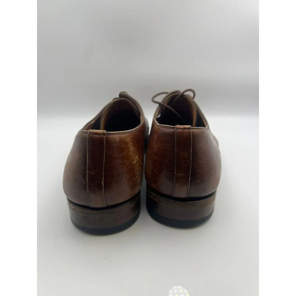 Magnanni Mens Brown Leather Medallion Toe Derby Dress Shoes 18199 Size 12
